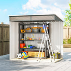 Outsunny - abri de jardin extérieur 6,5 pi x 4 pi avec kit de fondation - gris clair-2 fenêtres de ventilation pour garder l’intérieur sec et frais, 2 fenêtres transparentes pour une bonne transmission de la lumière
