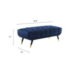 Modway - Adept 47.5" Performance Velvet Banc - Bleu Minuit-Revêtement en velours de performance