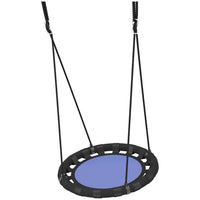 Qaba - Balançoire soucoupe pour enfants - Ronde de 61 cm - Bleue-Les tubes métalliques avec rembourrage en mousse empêchent la rouille et améliorent la sécurité 