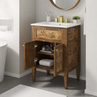 Modway - Elysian 24" Vanette de salle de bain - Brun blanc-Charnières de cuisine dissimulées