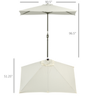 Outsunny - Parasol demi-patio avec 5 baleines - 8 pi - beige-Installation et démontage pratiques grâce à la manivelle