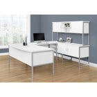 Monarch Specialties - Huche De Bureau - 72 po L - Travail - Portes De Stockage - Travail - Qualité Commerciale - Stratifié Blanc-Facile à assembler grâce aux instructions illustrées incluses, le plateau est facile à nettoyer et le dos est entièrement fini pour un ajout polyvalent à tout environnement de bureau avec un style à la mode