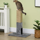 PawHut - Griffoir pour chat, grattoir de 31 po de haut pour chats d’intérieur - gris-La cloche intégrée stimule l’instinct de chasse du chat 