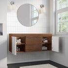 Modway - Render 48" Armoire de lavabo compatible avec un seul lavabo (non inclus) - Noyer blanc-Tiroirs à extension complète