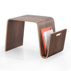 Manhattan Comfort - Table d’appoint Brookside 65 cm style mid-century modern - Noyer-Étagère de rangement pour magazines courbée