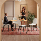 Homy Casa - Chaises d'accueil 4 places, tissu rembourré beige-Pieds en métal avec patins en caoutchouc : Solides et stables, empêchent tout glissement sur des surfaces lisses.