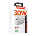 HyperGear - Chargeur mural double port USB-C 30 W et USB-A 18 W - Blanc-Compatible avec MagSafe
