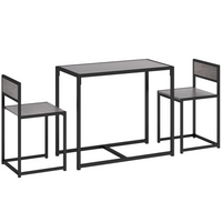 HOMCOM - Ensemble de salle à manger industriel 3 pièces pour petit espace - gris-Ensemble de 3 pièces comprenant une table à manger et 2 chaises assorties
