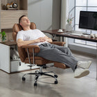 HOMCOM - Fauteuil de bureau exécutif à massage chauffant - brun-Avec minuterie et chauffage lombaire à 3 niveaux