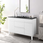 Modway - Render 48" Vanité de salle de bain à un seul lavabo - Blanc Noir-Coiffeuse à grains de noyer