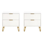 Manhattan Comfort - DUMBO 20,07" Table de nuit moderne à 2 tiroirs - Blanc - Lot de 2-Moderne-contemporain avec une touche de glamour - Table de nuit pour chambre et salon, lot de 2