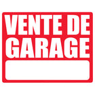 Cosco - Panneau Vente de garage avec kit de piquet métallique 15 po x 19 po rouge et blanc usage extérieur, texte français-Ce panneau Vente de garage comprend un texte en français pour communiquer clairement votre vente aux acheteurs francophones