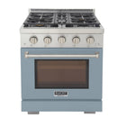 Kucht - 30 po Série KFX-X Cuisinière Pro Style au gaz propane - Acier inoxydable/Bleu pâle-Brûleur rocket power de 21 000 btu pour un saisissage rapide