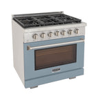 Kucht - 36 po Série KFX-X Cuisinière Pro Style au gaz naturel - Acier inoxydable/Bleu pâle-Convertible au propane liquide