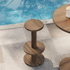Modway - Neo Rond de 15 pouces Terrasse extérieure Bois Tabourets de bar patio - Brun Cacao-Base de piédestal