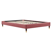 Modway - Harlow Performance Velvet Cadre de lit plateforme Queen, Rose poussiéreuse-Cadre de lit plateforme Queen