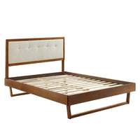Modway - Willow Bois Lit à plateforme queen avec cadre angulaire, Noyer beige-Cadre de lit plateforme Queen
