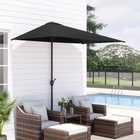 Outsunny - Parasol de patio demi-lune avec 5 baleines - 8 pi - noir-Force et durabilité supérieures grâce à une structure métallique avec revêtement en poudre