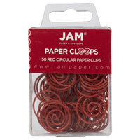JAM Paper - Trombones circulaires - trombones ronds - rouges - paquet de 50-Couleur : Papercloops rouges