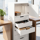 HOMCOM - Classeur mobile vertical à 5 tiroirs avec roulettes verrouillables - blanc-Fabriqué en panneau de particules robuste, supporte jusqu’à 66 lb 