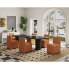 Manhattan Comfort - Lot de 2 chaises de salle à manger modernes Anna Square 48 cm en similicuir rembourré - couleur Saddle-Coussinets de pied en plastique lourd