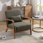 Ebello - Hertford Fauteuil d’appoint 26 po bois massif milieu de siècle avec coussin extra, vert-Le cadre en bois massif est robuste et supporte une charge maximale supérieure à 250 lb