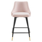 Modway - Adorn Performance Velvet Tabouret de comptoir - Rose-Livré entièrement assemblé