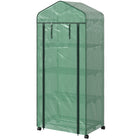 Outsunny - serre portable 27 po L x 20 po l x 65 po H avec 4 étagères et roulettes, vert-Tubes en acier de haute qualité et grille en plastique robuste pour une construction solide et fiable
