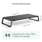 ShoppingAll - Premium Ergonomic Monitor Stand Riser- Noir-Fabriqué à partir d'une plateforme en MDF et de pieds en aluminium avec des coussinets en silicone, ce support d'écran élévateur très fonctionnel est un équilibre entre le design et la mécanique.