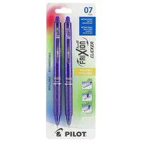 Pilot-Stylos à bille roulante, encre gel Frixion Clicker effaçable, rétractables, rechargeables, 0,7mm, mauve, paq./2, BLRT-FR7--Stylo à bille roulante effaçable