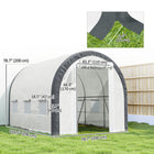 Outsunny - Serre tunnel de jardin à pied 13 pi x 9,8 pi- Renforts en polyester au niveau des croisements de coutures
