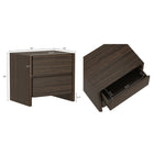 Manhattan Comfort - Ensemble moderne Linda 2 pièces : commode et table de chevet - Noyer brun-Table de nuit avec 2 tiroirs spacieux à extension de 0,75