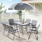 Outsunny - ensemble de 8 pièces table et chaises de patio avec parasol pour jardin - gris-Chaise longue d'extérieur pliante pour un rangement et un transport compacts