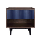 Manhattan Comfort - Table de nuit Duane 20,23" style mid-century moderne - brun foncé et bleu marine-Table de chevet mi-siècle moderne pour chambre et salon