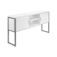 Monarch Specialties - Huche De Bureau - 72 po L - Travail - Portes De Stockage - Travail - Qualité Commerciale - Stratifié Blanc-Conçue pour être compatible avec notre crédence de bureau (vendue séparément) avec le connecteur de crédence inclus, ajoutez cette élégante huche de bureau en stratifié blanc de 72 pouces de long avec de robustes supports en métal argenté et des armoires fermées pour un rangement fonctionnel de l'espace de travail dans un bureau à domicile contemporain ou dans un environnement com