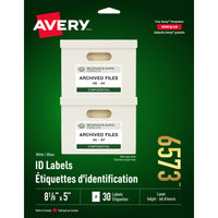 Avery - Étiquettes permanentes pour identification, blanches, nº 6573, 5 po x 8 1/8 po, paq./30-Grand choix d'étiquettes personnalisées  