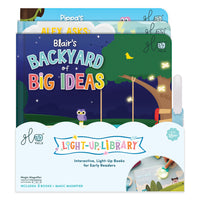 Glo Pals - Bibliothèque lumineuse - Coffret de 3 livres-Jeu pratique et captivant : Passez la Loupe au-dessus de chaque page pour révéler des images cachées et des détails surprenants qui stimulent l’imagination