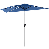 Outsunny - Parasol demi-patio avec lumières LED solaires et manivelle - 9 pi - bleu marine-Le design demi-rond s'adapte parfaitement contre les murs, idéal pour les petits patios ou balcons