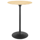 Modway - Lippa Rond de 28 po Bois Bar Table, Noir Naturel-Table de bar moderne