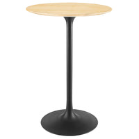 Modway - Lippa Rond de 28 po Bois Bar Table, Noir Naturel-Table de bar moderne