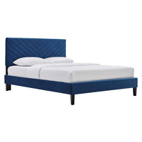 Modway - Roxanne Performance Velvet Lit de plateforme complet, Marine-Lit double moderne vintage