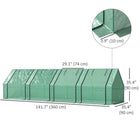 Outsunny - serre de jardin portable 12 pi x 3 pi x 3 pi, vert-4 portes à enroulement avec fermeture éclair permettent un accès facile et une bonne ventilation  
