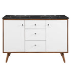 Modway - Transmit Double évier 48" Vanette de salle de bain - Noir noyer-Vanité moderne du milieu du siècle
