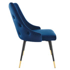 Modway - Adorn Performance Velvet Fauteuil d’appoint de salle à manger Ensemble de 2 - Marine-Jambes noires effilées