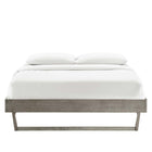 Modway - Billie Bois Cadre de lit plateforme Queen, Gris-Construction en bois, MDF et placage