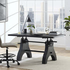 Modway - Genuine Hauteur ajustable du vilebrequin de 60 po Table à manger et bureau d’ordinateur, Noir-Confortablement 6 places assises