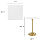 Modway - Lippa 28 po Carré Bois Bar Table, Or Blanc-Plateau de table en MDF laqué