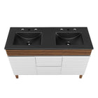 Modway - Render 48" Meuble de salle de bain à double lavabo - Noyer blanc Noir-Bassin à double évier en céramique