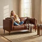 HOMCOM - Canapé d’amour 59 po en cuir PU avec assise large - brun-Le panneau multicouche robuste et le cadre métallique avec pieds en bois d'hévéa supportent jusqu'à 528 lb   