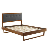 Modway - Willow Bois Lit à plateforme queen avec cadre angulaire, Charbon de bois en noyer-Cadre de lit plateforme Queen